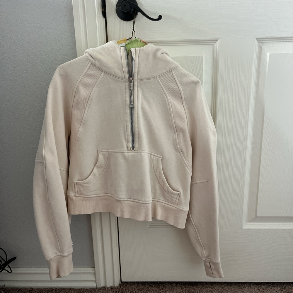 Cream Lululemon Half Zip Scuba Hoodie Sz Small
